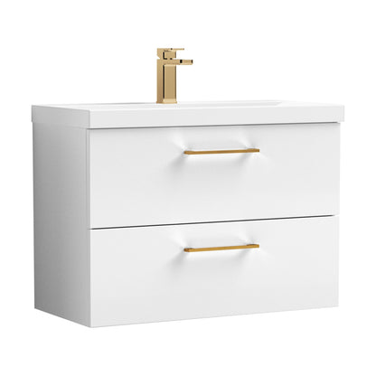 [BFLE126AH1516] Bramshall Wall Hung 2 Drawer Vanity Unit with Mid-Edge Ceramic Basin - Choice of Colour, Handle Finish and Size - Cutout