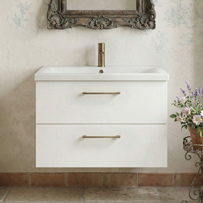 [BFLE126AH1516] Bramshall Wall Hung 2 Drawer Vanity Unit with Mid-Edge Ceramic Basin - Choice of Colour, Handle Finish and Size - Silo