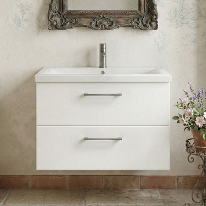 [BFLE126AH716] Bramshall Wall Hung 2 Drawer Vanity Unit with Mid-Edge Ceramic Basin - Choice of Colour, Handle Finish and Size - Silo