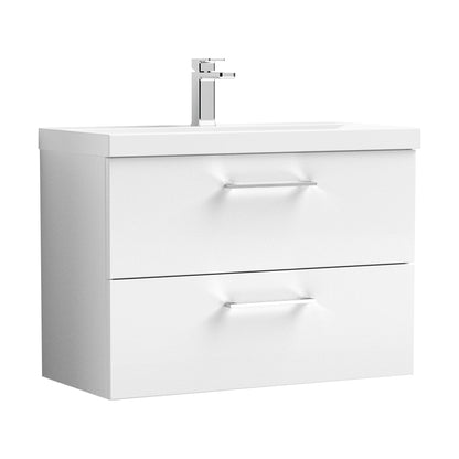 [BFLE126A] Bramshall Wall Hung 2 Drawer Vanity Unit with Mid-Edge Ceramic Basin - Choice of Colour, Handle Finish and Size - Cutout