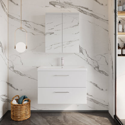 [BFLE126A] Bramshall Wall Hung 2 Drawer Vanity Unit with Mid-Edge Ceramic Basin - Choice of Colour, Handle Finish and Size - Lifestyle 1