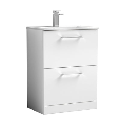 [BFLE133B] Balterley  Modern Bathroom 2 Soft Close Drawer & Minimalist Floor Standing Vanity Unit Basin, Gloss White, 440mm - Cutout