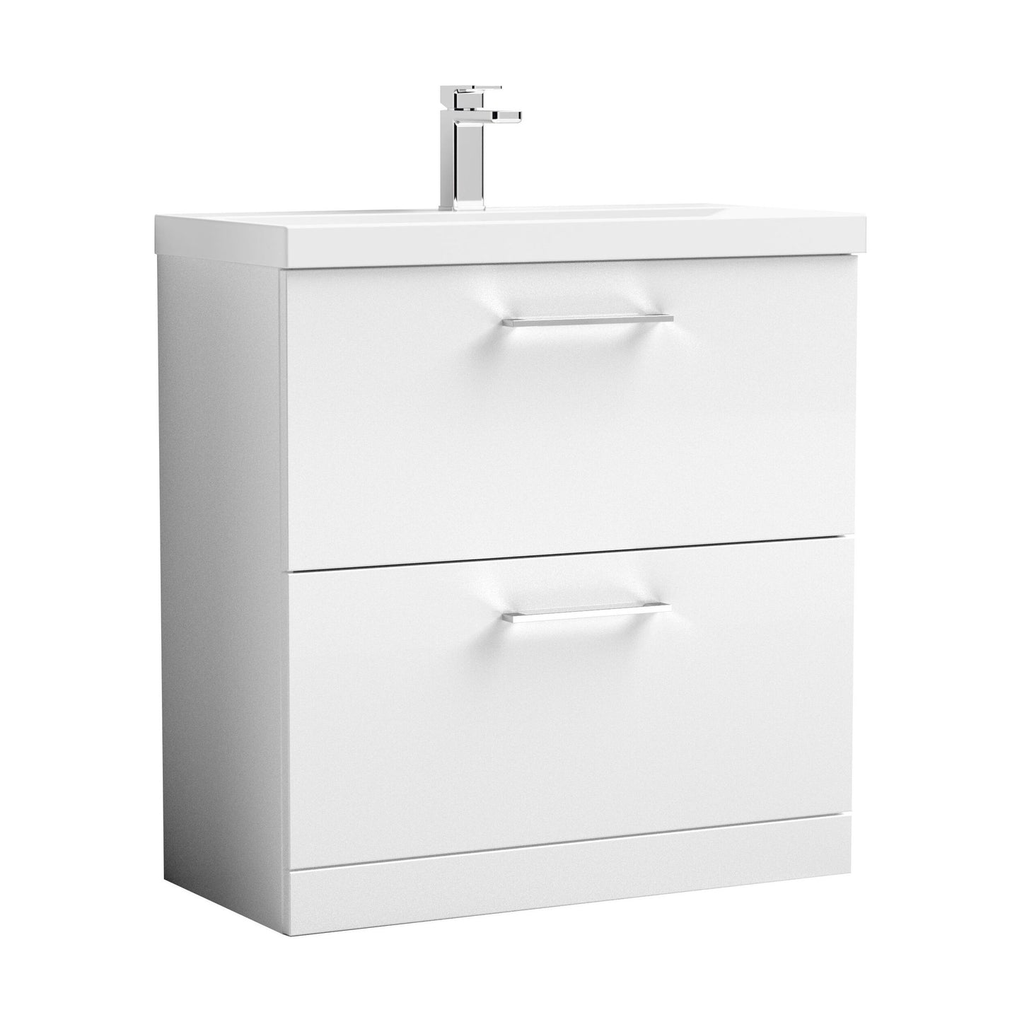 [BFLE135A] Balterley Modern Bathroom 2 Drawer Floor Standing Vanity Unit & Rectangular Mid-Edge Basin, Gloss White, 800 mm - Cutout
