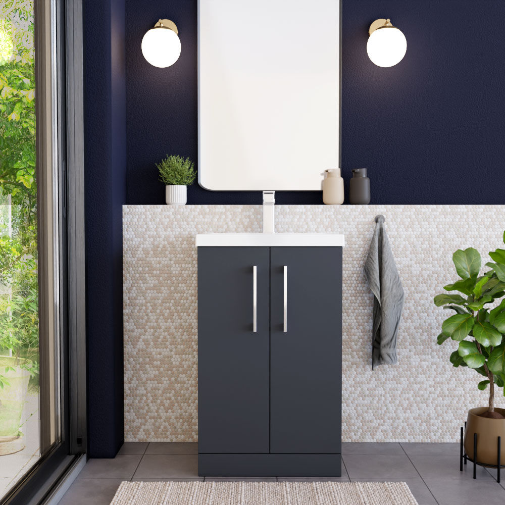 [BFLE1401A] Contemporary Floor Standing Vanity Unit with Mid-Edge Basin, Choice of Size - Lifestyle 1