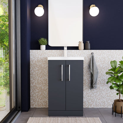 [BFLE1401A] Contemporary Floor Standing Vanity Unit with Mid-Edge Basin, Choice of Size - Lifestyle 1
