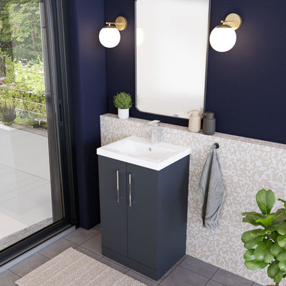 [BFLE1401A] Contemporary Floor Standing Vanity Unit with Mid-Edge Basin, Choice of Size - Lifestyle 3