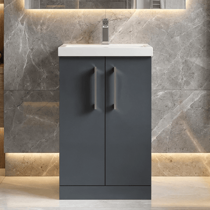 [BFLE1401A] Contemporary Floor Standing Vanity Unit with Mid-Edge Basin, Choice of Size - Silo