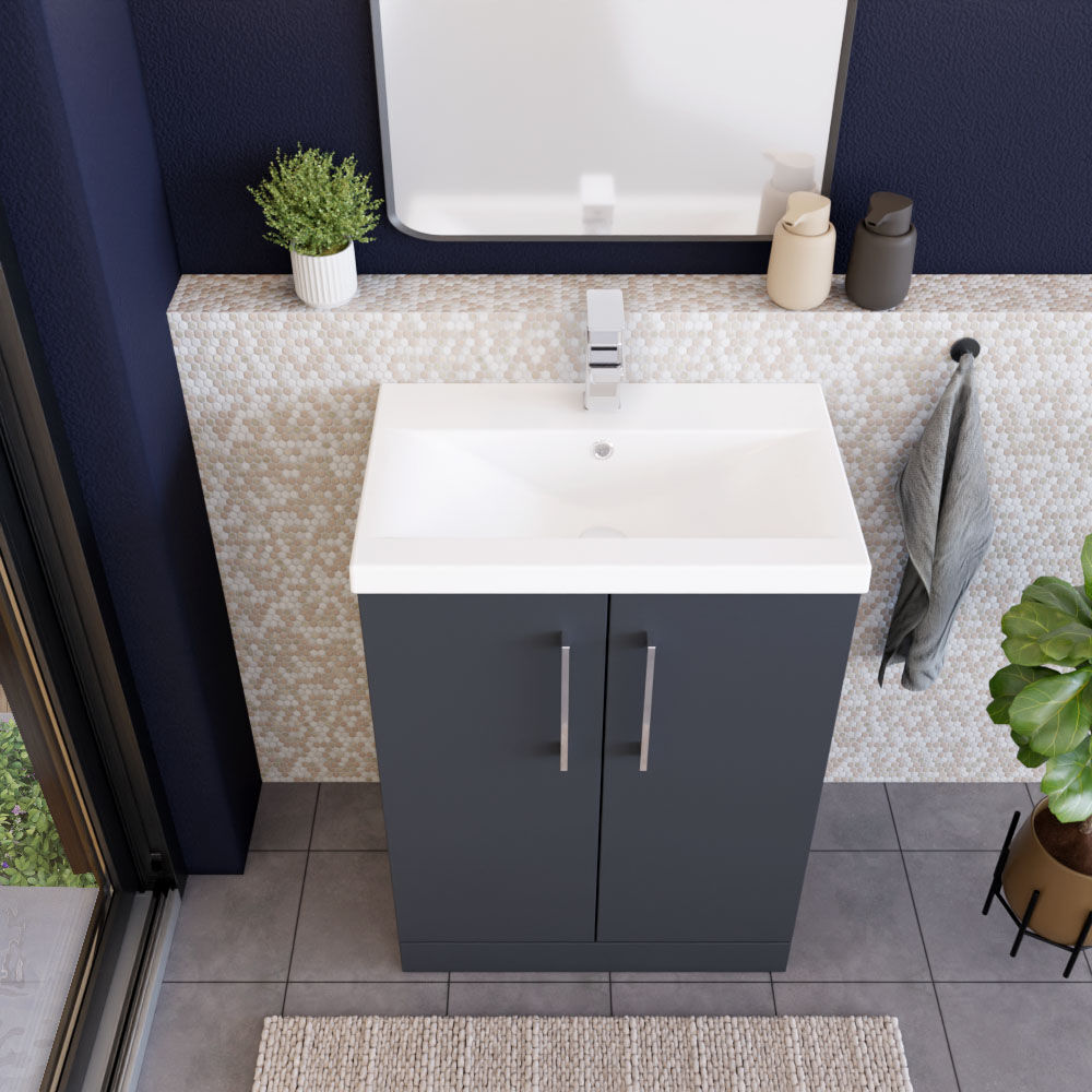 [BFLE1403A] Contemporary Floor Standing Vanity Unit with Mid-Edge Basin, Choice of Size - Lifestyle 2
