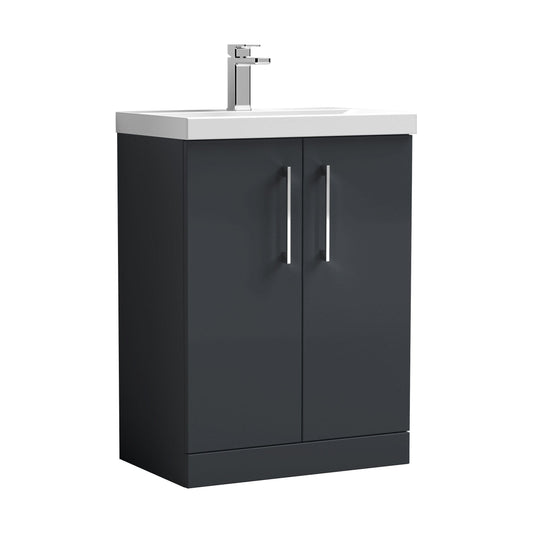 [BFLE1403D] Balterley  Contemporary Bathroom 2 Soft Close Door & Thin-Edge Vanity Unit Basin, Dark Grey, 600mm - Cutout