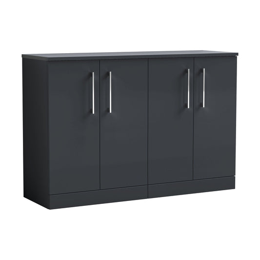 [BFLE1403W2] Balterley Level Modern Bathroom 2 Door Floor Standing Vanity Unit with Laminate Worktop & Handles, Dark Grey, 1200 mm - Cutout