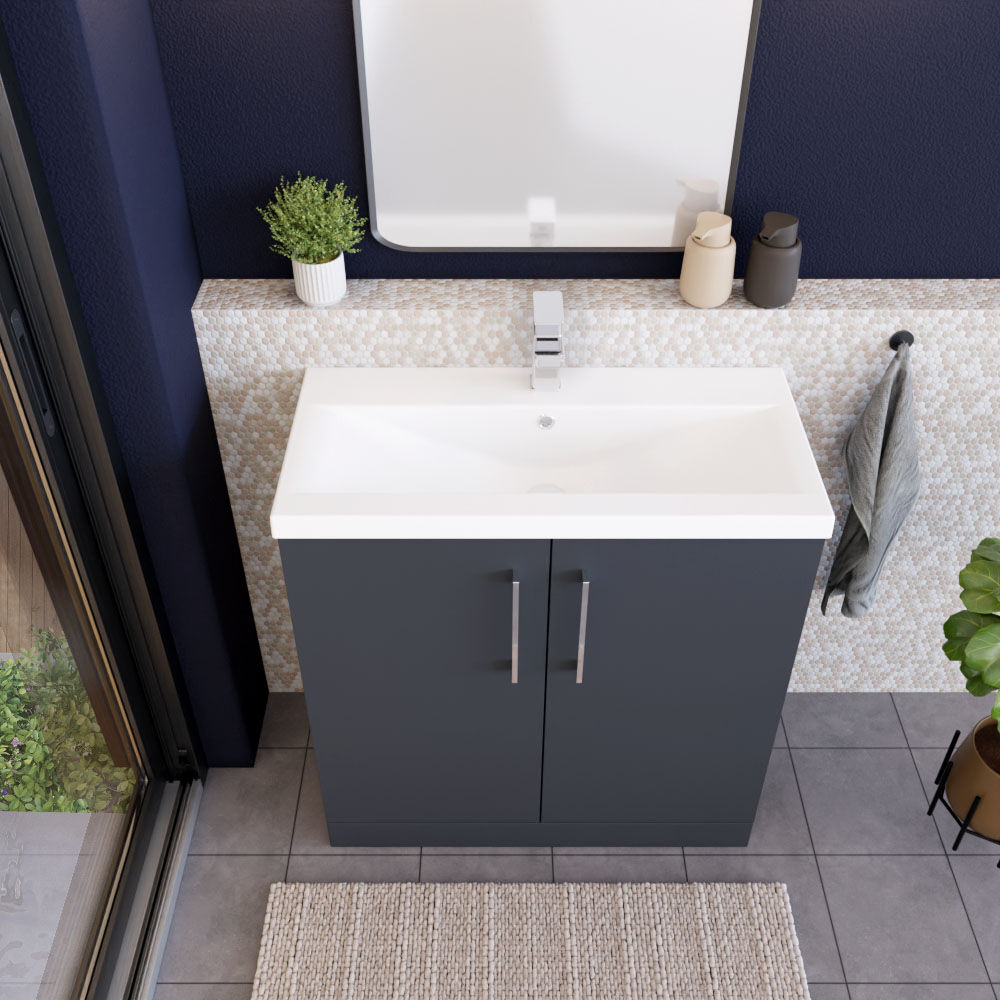 [BFLE1405A] Contemporary Floor Standing Vanity Unit with Mid-Edge Basin, Choice of Size - Lifestyle 2
