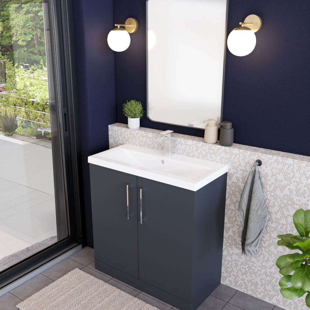 [BFLE1405A] Contemporary Floor Standing Vanity Unit with Mid-Edge Basin, Choice of Size - Lifestyle 3