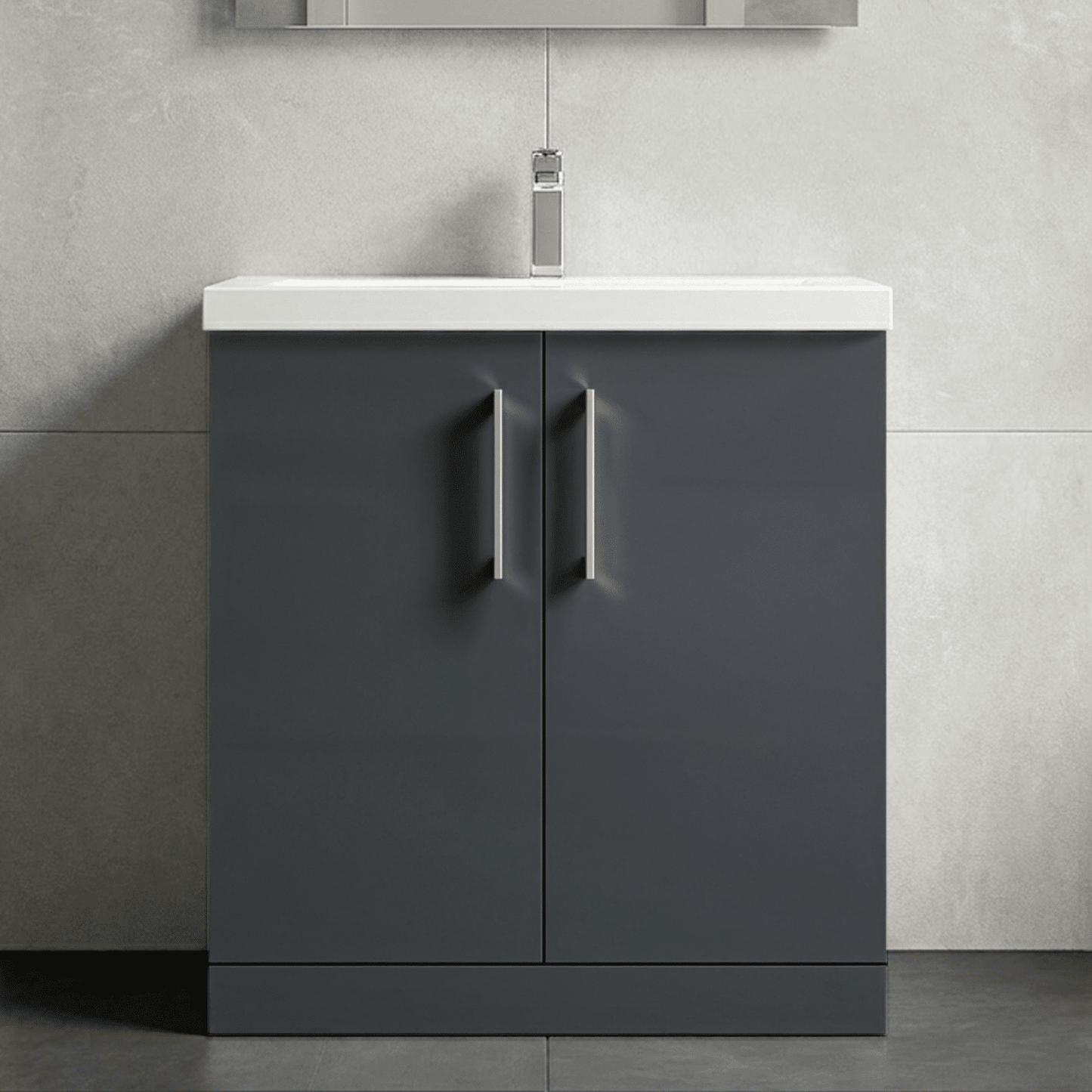 [BFLE1405A] Contemporary Floor Standing Vanity Unit with Mid-Edge Basin, Choice of Size - Silo