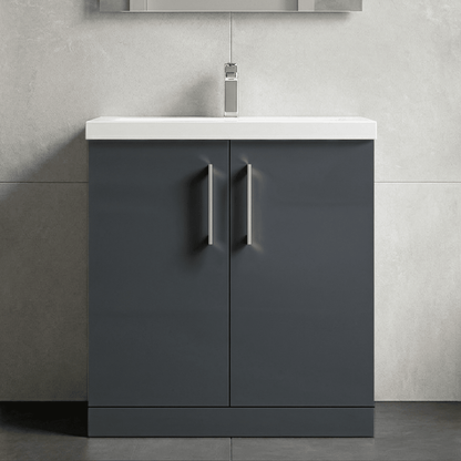 [BFLE1405A] Contemporary Floor Standing Vanity Unit with Mid-Edge Basin, Choice of Size - Silo