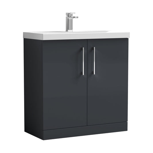 [BFLE1405D] Balterley  Contemporary Bathroom 2 Soft Close Door & Thin-Edge Vanity Unit Basin, Dark Grey, 800mm - Cutout