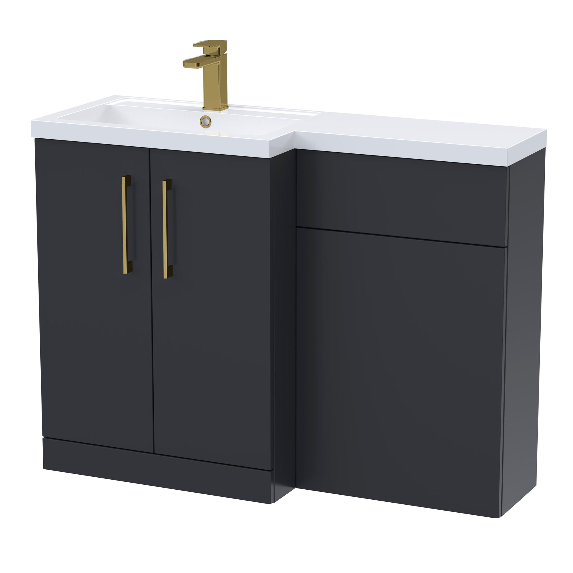 [BFLE1411LH017] Bramshall Combination Vanity Unit with Basin & WC, Left Hand, 1100mm x 390mm - Choice of Colour and Handle Finish - Cutout