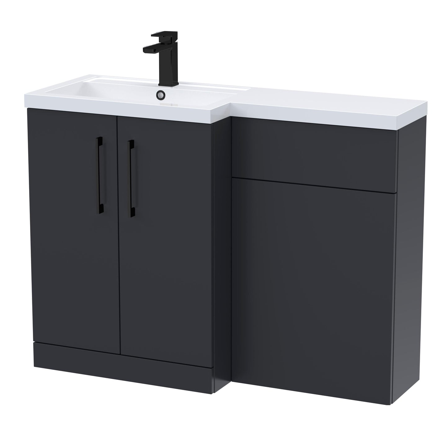 [BFLE1411LH018] Bramshall Combination Vanity Unit with Basin & WC, Left Hand, 1100mm x 390mm - Choice of Colour and Handle Finish - Cutout