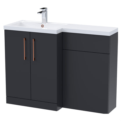 [BFLE1411LH019] Bramshall Combination Vanity Unit with Basin & WC, Left Hand, 1100mm x 390mm - Choice of Colour and Handle Finish - Cutout