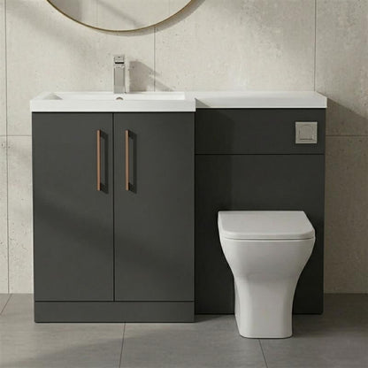 [BFLE1411LH019] Bramshall Combination Vanity Unit with Basin & WC, Left Hand, 1100mm x 390mm - Choice of Colour and Handle Finish - Silo