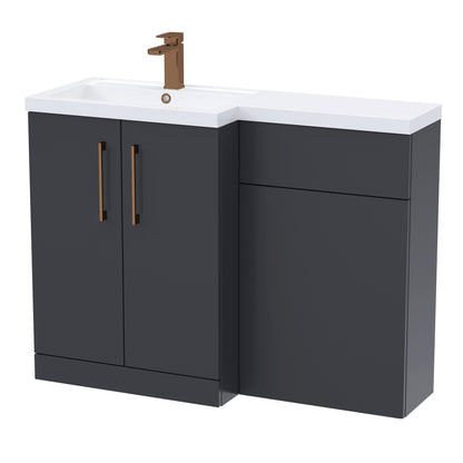 [BFLE1411LH1516] Bramshall Combination Vanity Unit with Basin & WC, Left Hand, 1100mm x 390mm - Choice of Colour and Handle Finish - Cutout