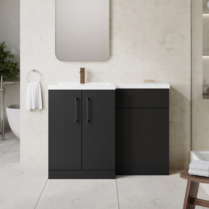 [BFLE1411LH1516] Bramshall Combination Vanity Unit with Basin & WC, Left Hand, 1100mm x 390mm - Choice of Colour and Handle Finish - Lifestyle 1