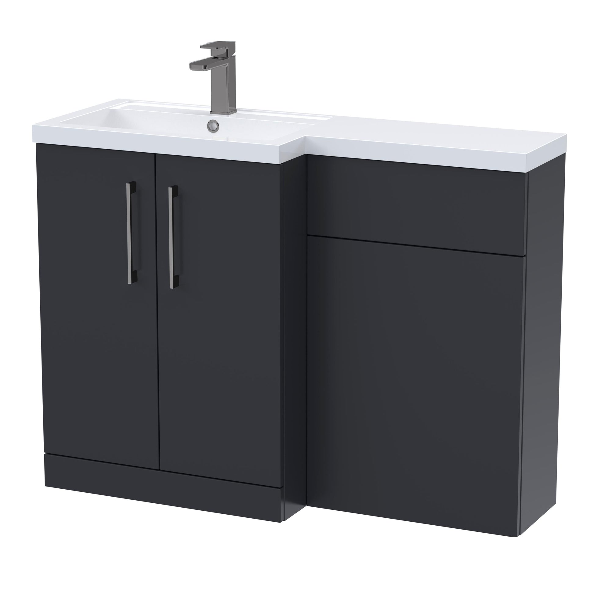 [BFLE1411LH716] Bramshall Combination Vanity Unit with Basin & WC, Left Hand, 1100mm x 390mm - Choice of Colour and Handle Finish - Cutout