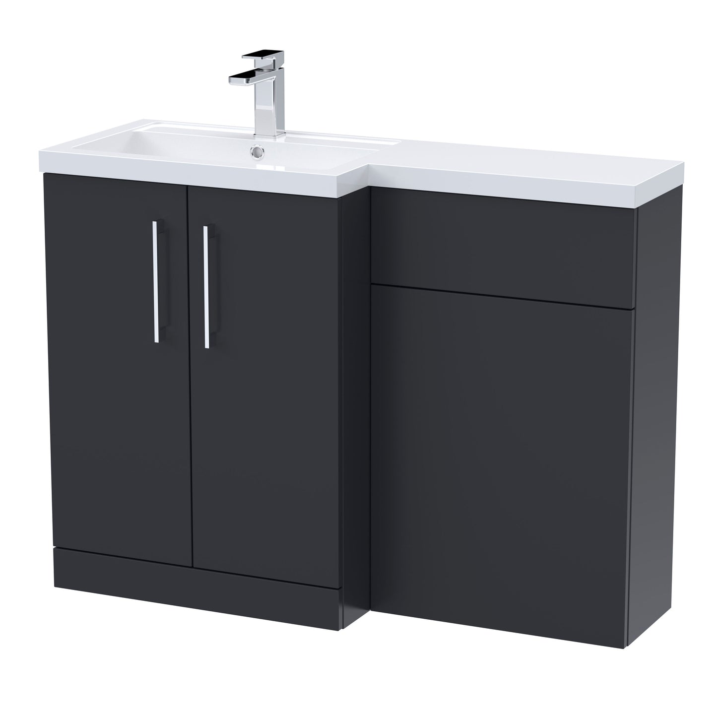[BFLE1411L] Bramshall Combination Vanity Unit with Basin & WC, Left Hand, 1100mm x 390mm - Choice of Colour and Handle Finish - Cutout