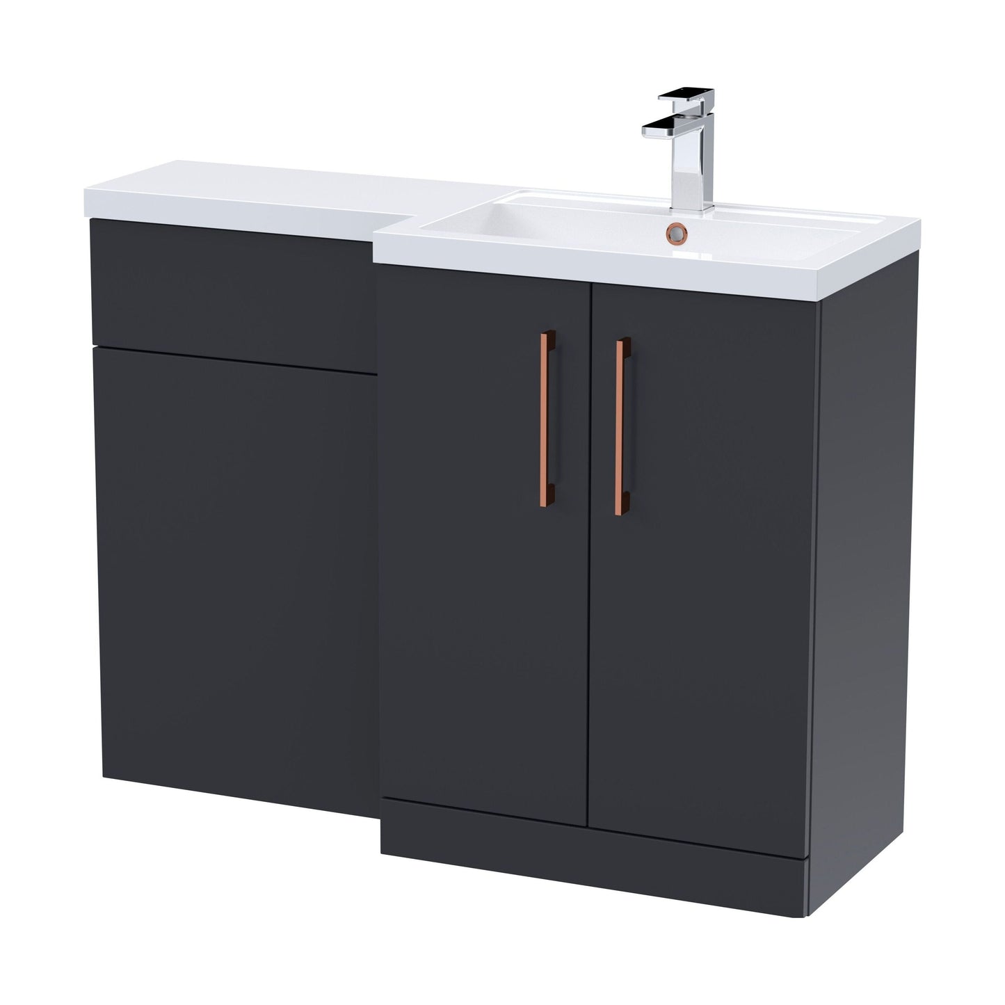 [BFLE1411RH019] Bramshall Combination Vanity Unit with Basin & WC, Right Hand, 1100mm x 390mm - Choice of Colour and Handle Finish - Cutout