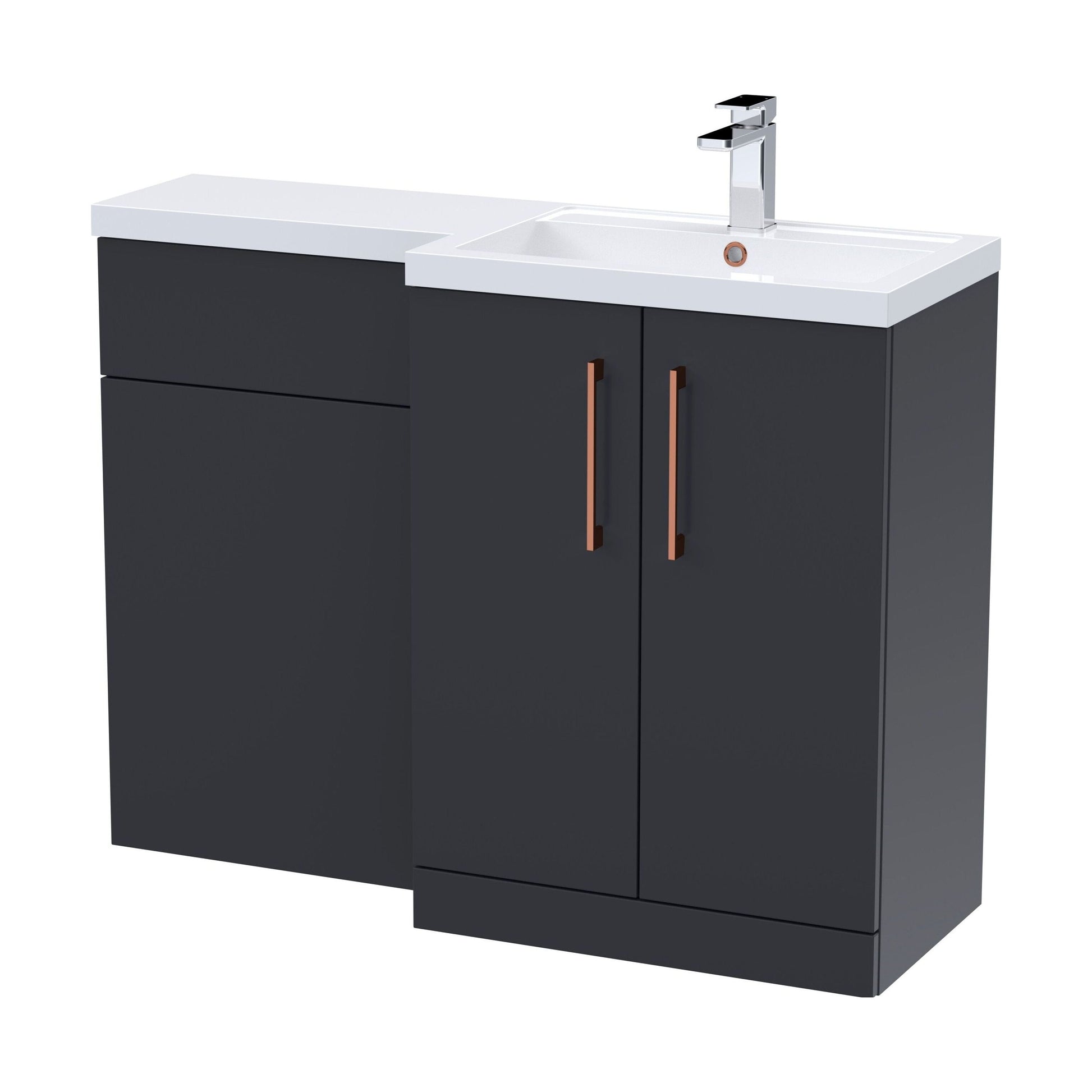 [BFLE1411RH019] Bramshall Combination Vanity Unit with Basin & WC, Right Hand, 1100mm x 390mm - Choice of Colour and Handle Finish - Cutout