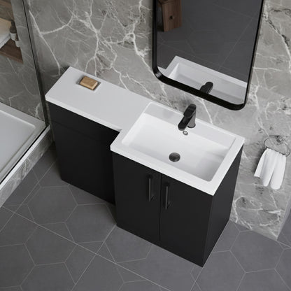 [BFLE1411RH716] Bramshall Combination Vanity Unit with Basin & WC, Right Hand, 1100mm x 390mm - Choice of Colour and Handle Finish - Lifestyle 2