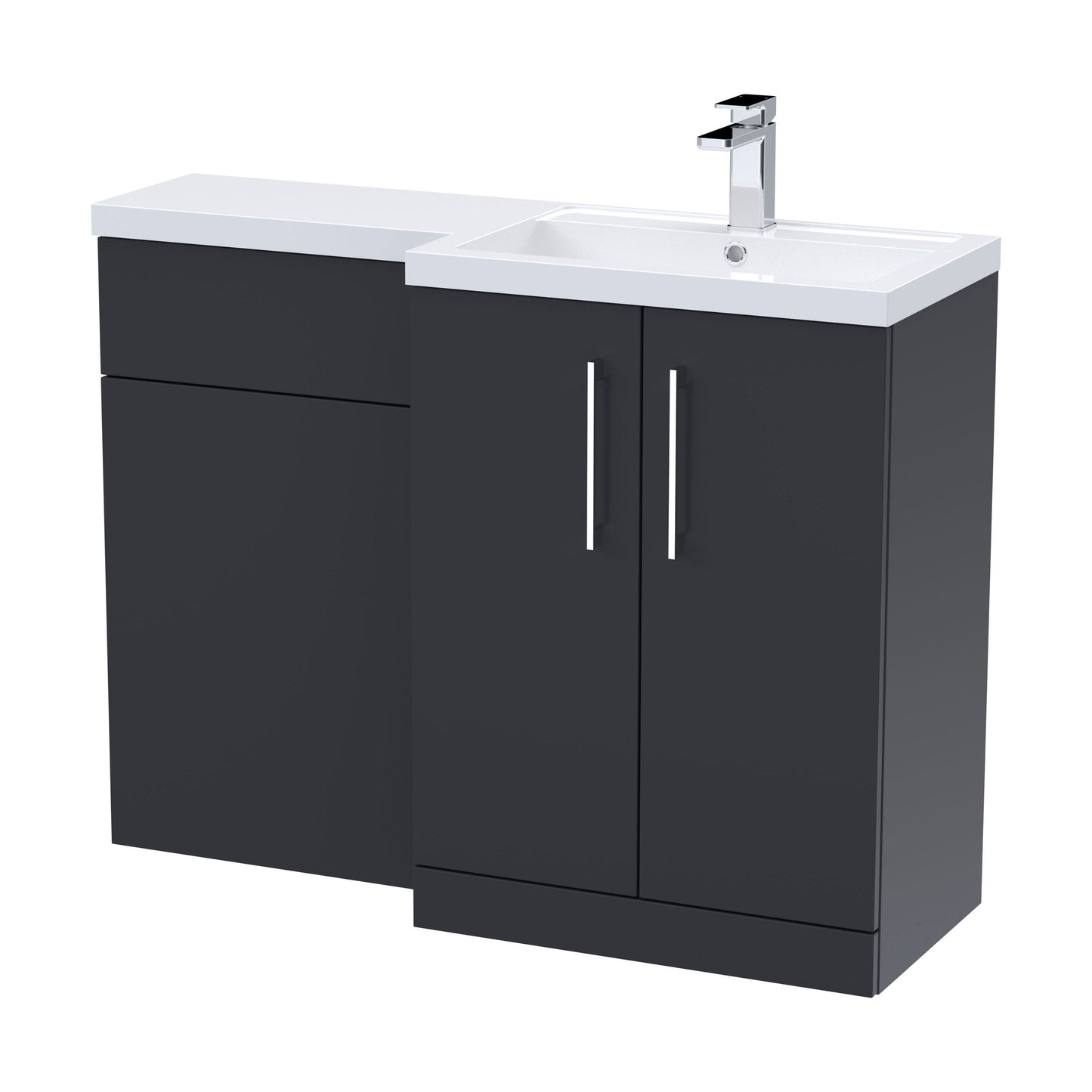 [BFLE1411R] Bramshall Combination Vanity Unit with Basin & WC, Right Hand, 1100mm x 390mm - Choice of Colour and Handle Finish - Cutout
