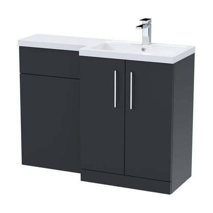 [BFLE1411R] Bramshall Combination Vanity Unit with Basin & WC, Right Hand, 1100mm x 390mm - Choice of Colour and Handle Finish - Cutout