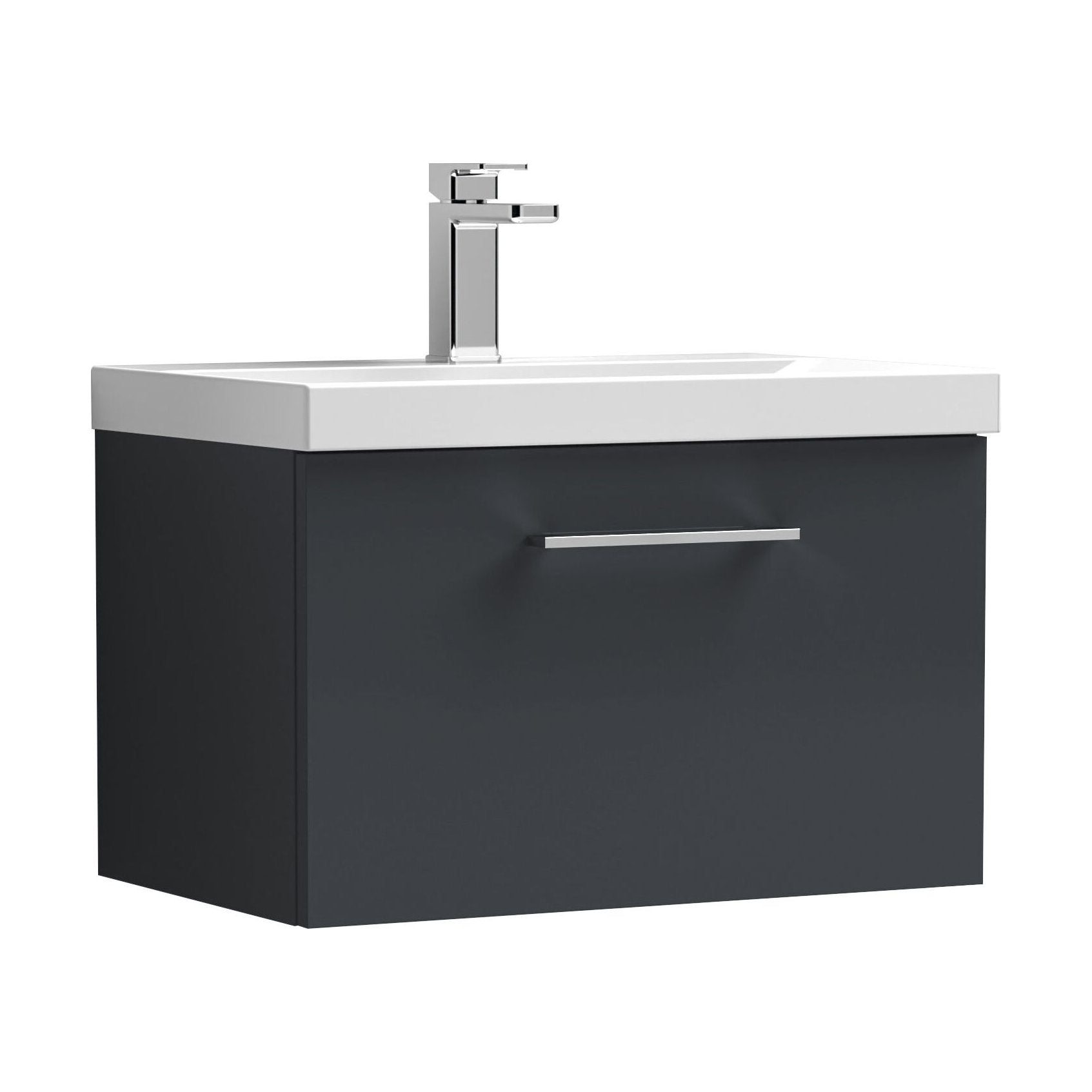 [BFLE1422A] Bramshall Wall Hung 1 Drawer Vanity Unit with Mid-Edge Ceramic Basin - Choice of Colour, Handle Finish and Size - Cutout