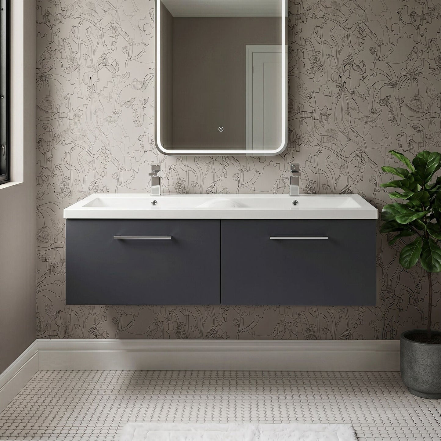 [BFLE1422F2] Bramshall Wall Hung 2 Drawer Vanity Basin Unit - 1200mm - Choice of Colour and Basin Type - Silo