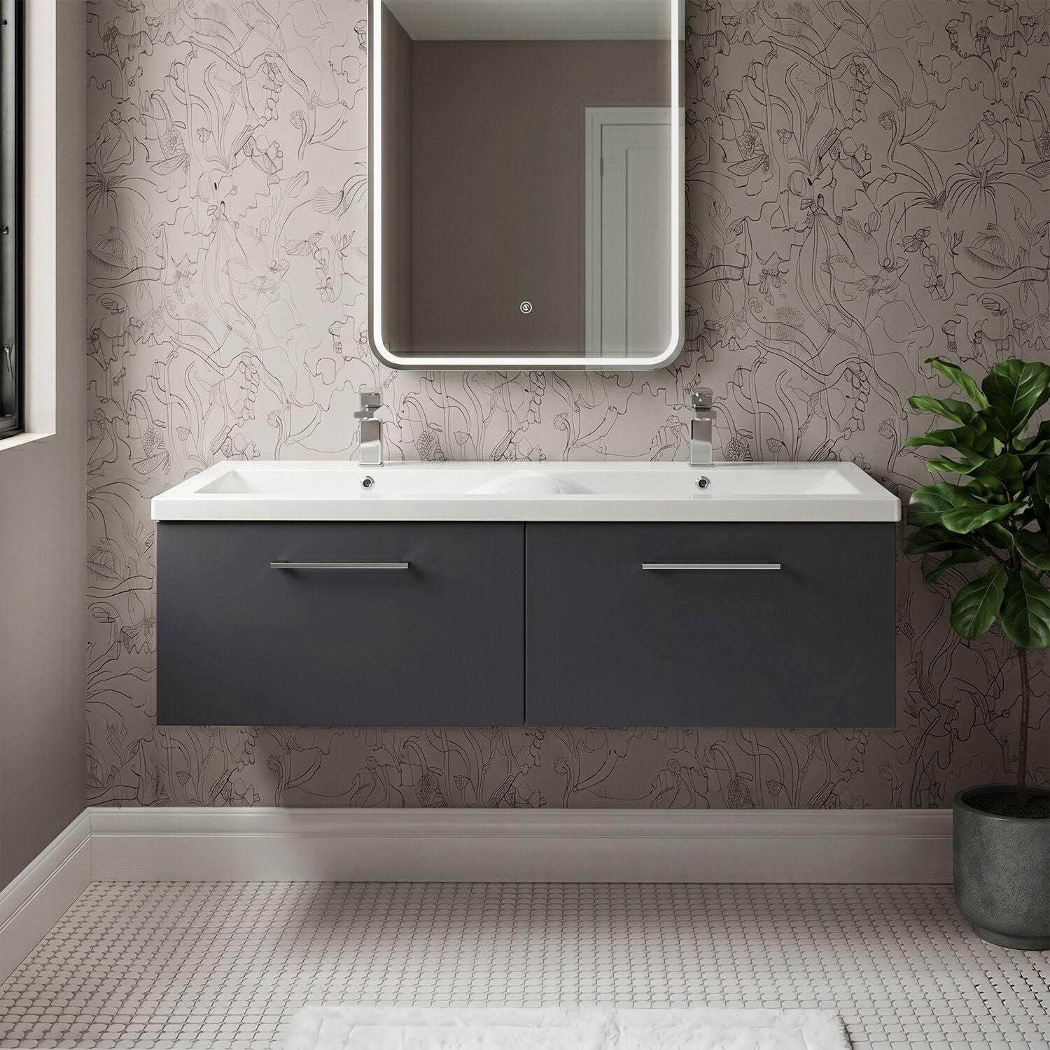 [BFLE1422F2] Bramshall Wall Hung 2 Drawer Vanity Basin Unit - 1200mm - Choice of Colour and Basin Type - Silo