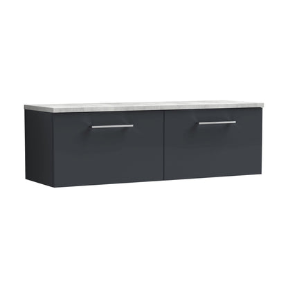[BFLE1422LBG2] Balterley Level 1200mm Wall Hung 2 Drawer Vanity Unit with Laminate Worktop for Spacious Contemporary Bathroom Storage - Dark Grey - Cutout