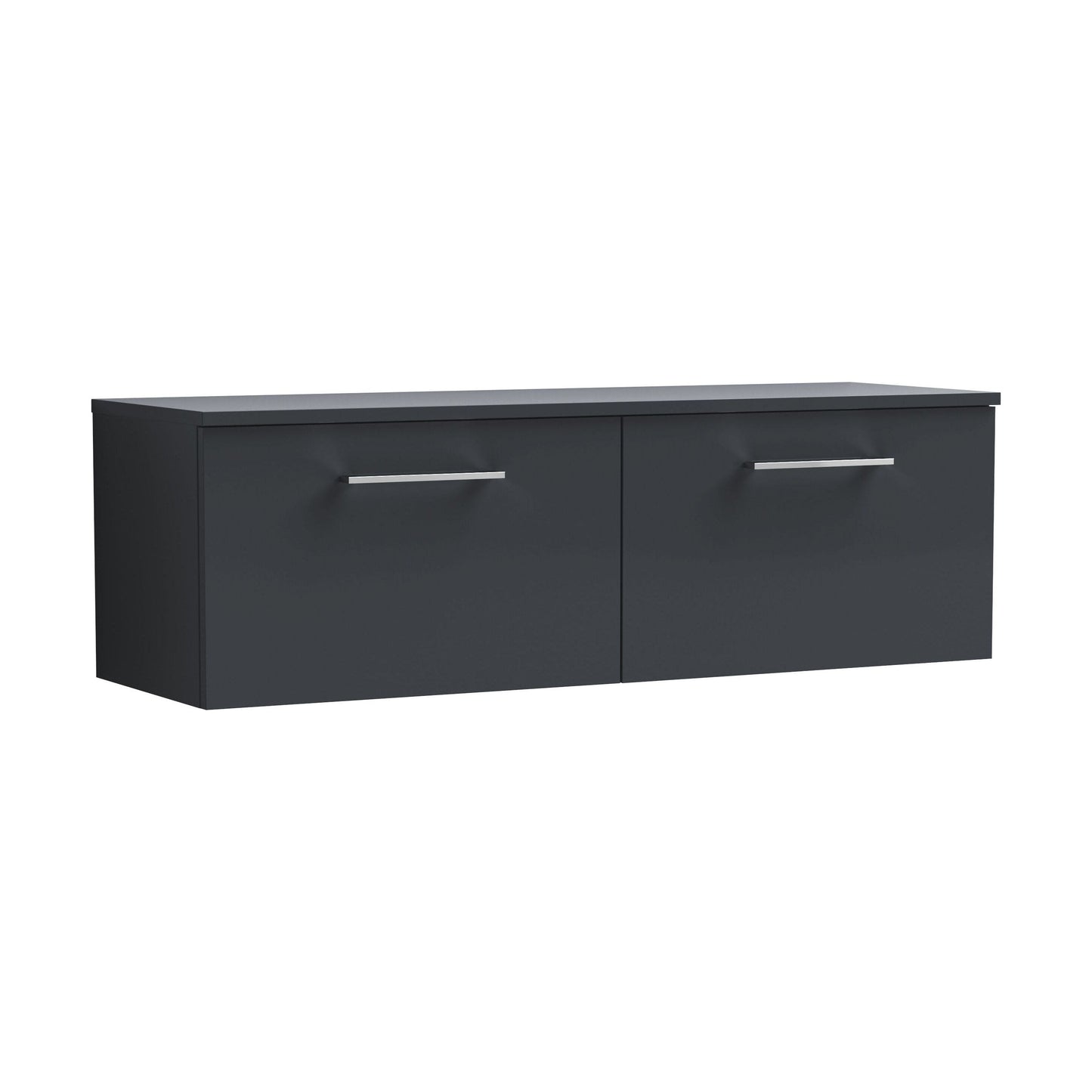 [BFLE1422W2] Balterley Level 1200mm Wall Hung 2 Drawer Vanity Unit with Worktop Stylish Bathroom Storage - Dark Grey - Cutout