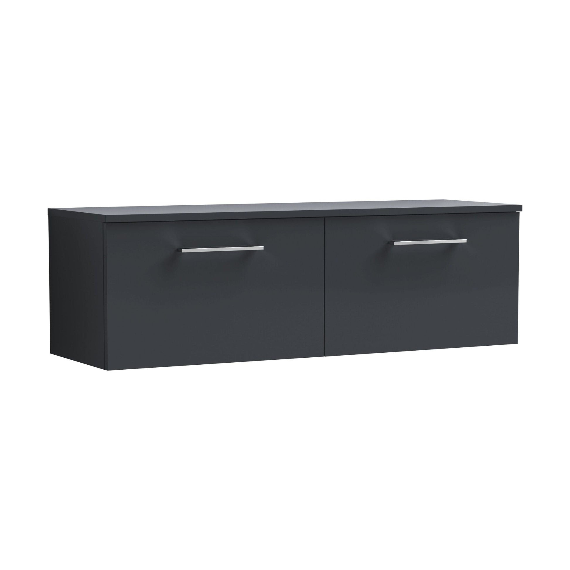 [BFLE1422W2] Balterley Level 1200mm Wall Hung 2 Drawer Vanity Unit with Worktop Stylish Bathroom Storage - Dark Grey - Cutout