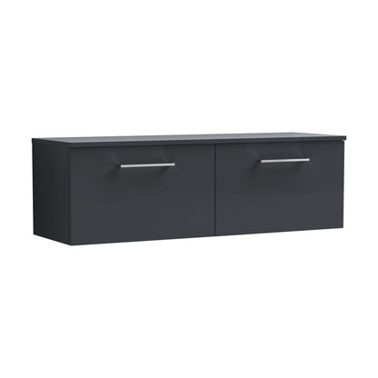 [BFLE1422W2] Balterley Level 1200mm Wall Hung 2 Drawer Vanity Unit with Worktop Stylish Bathroom Storage - Dark Grey - Cutout