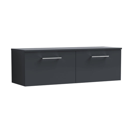[BFLE1422W2] Balterley Level 1200mm Wall Hung 2 Drawer Vanity Unit with Worktop Stylish Bathroom Storage - Dark Grey - Cutout