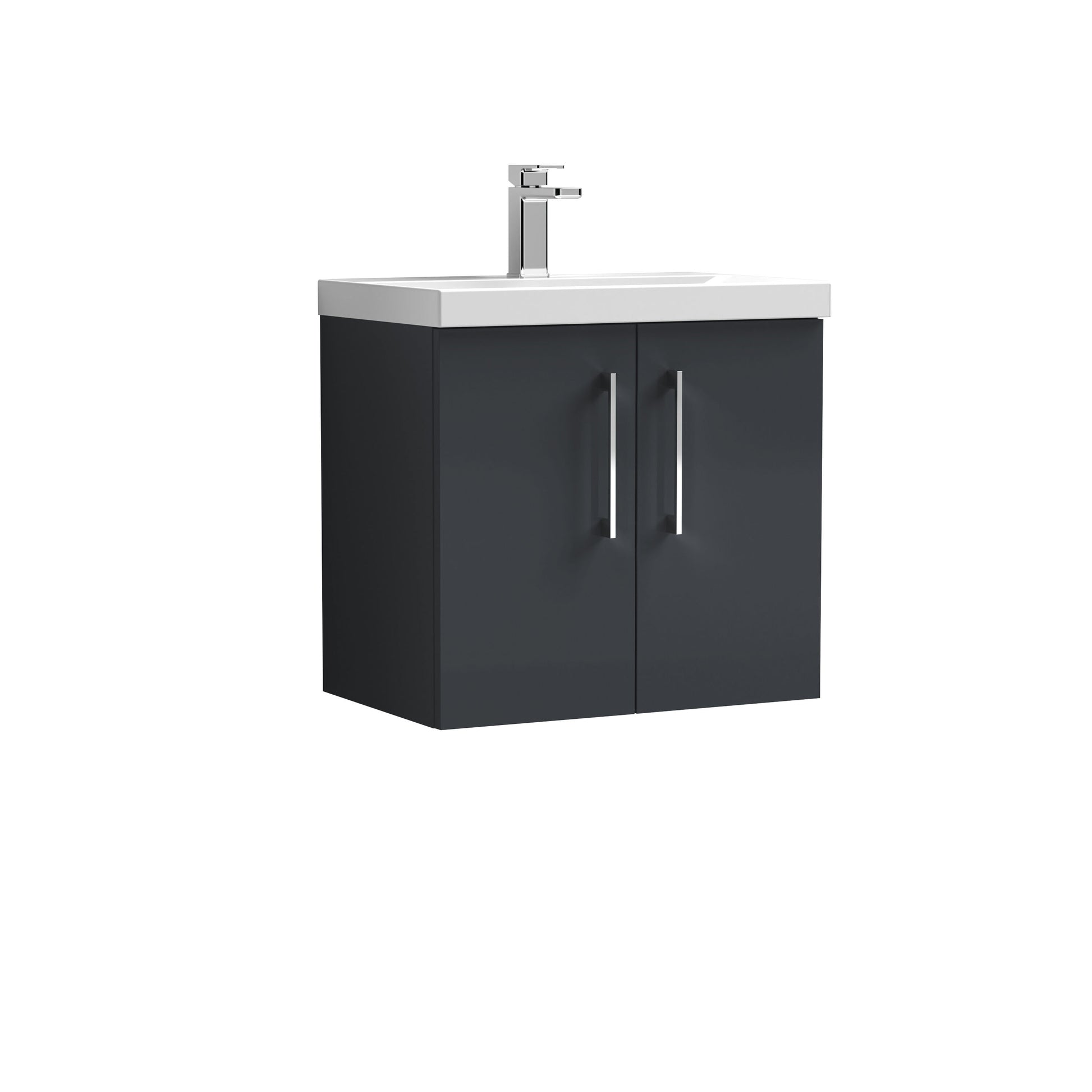 [BFLE1423A] Bramshall Contemporary 2 Door Wall Hung Vanity Basin Unit with Mid-Edge Basin, Choice of Size and Colour - Cutout