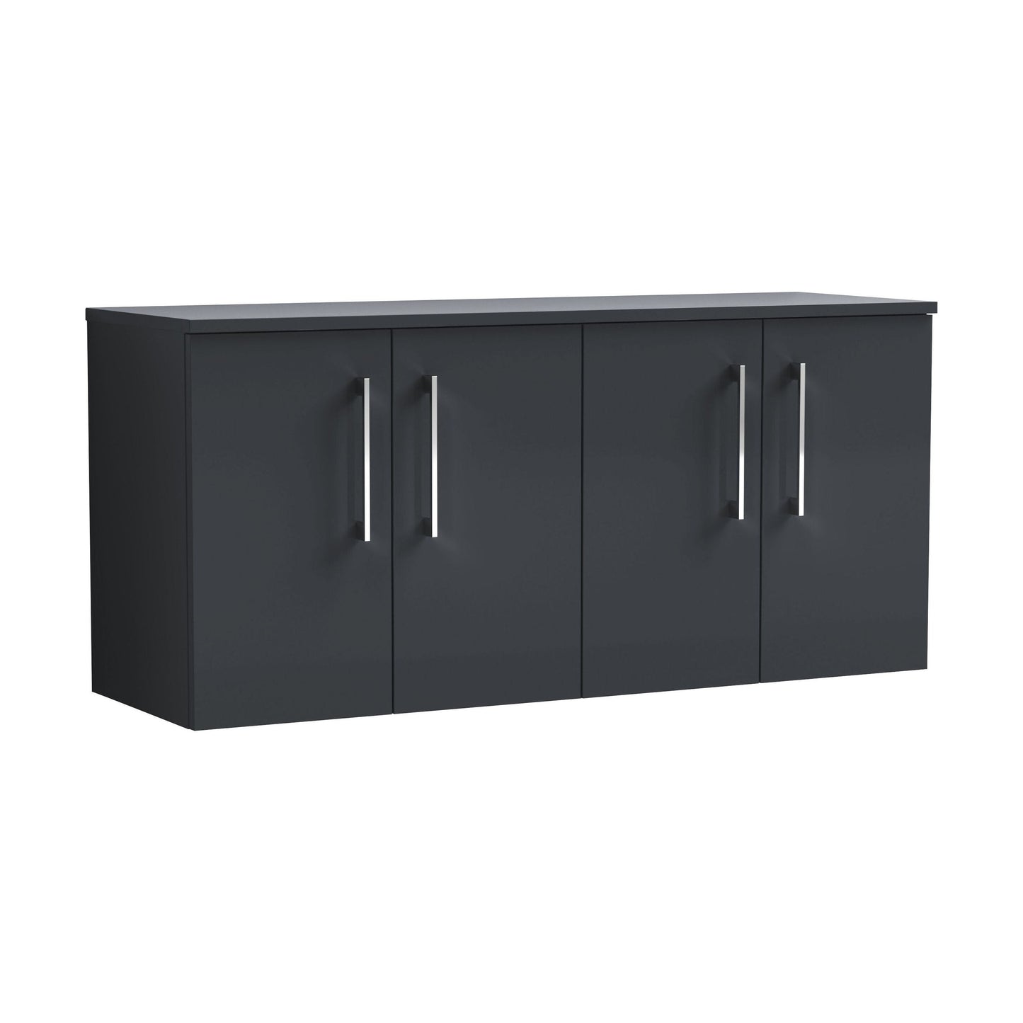 [BFLE1423W2] Balterley Level Modern Bathroom 1200mm Wall Hung 4-Door Vanity Unit with Laminate Worktop, Soft Close Doors, Dark Grey - Cutout