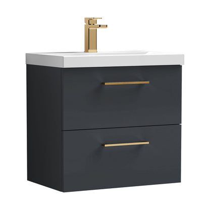 [BFLE1424AH716] Bramshall Wall Hung 2 Drawer Vanity Unit with Mid-Edge Ceramic Basin - Choice of Colour, Handle Finish and Size - Cutout