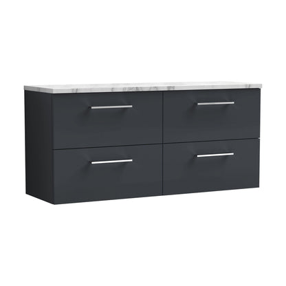 [BFLE1424LCM2] Balterley Level 1200mm Wall Hung 4 Drawer Vanity Unit with Laminate Worktop for Spacious Contemporary Bathroom Storage Dark Grey - Cutout