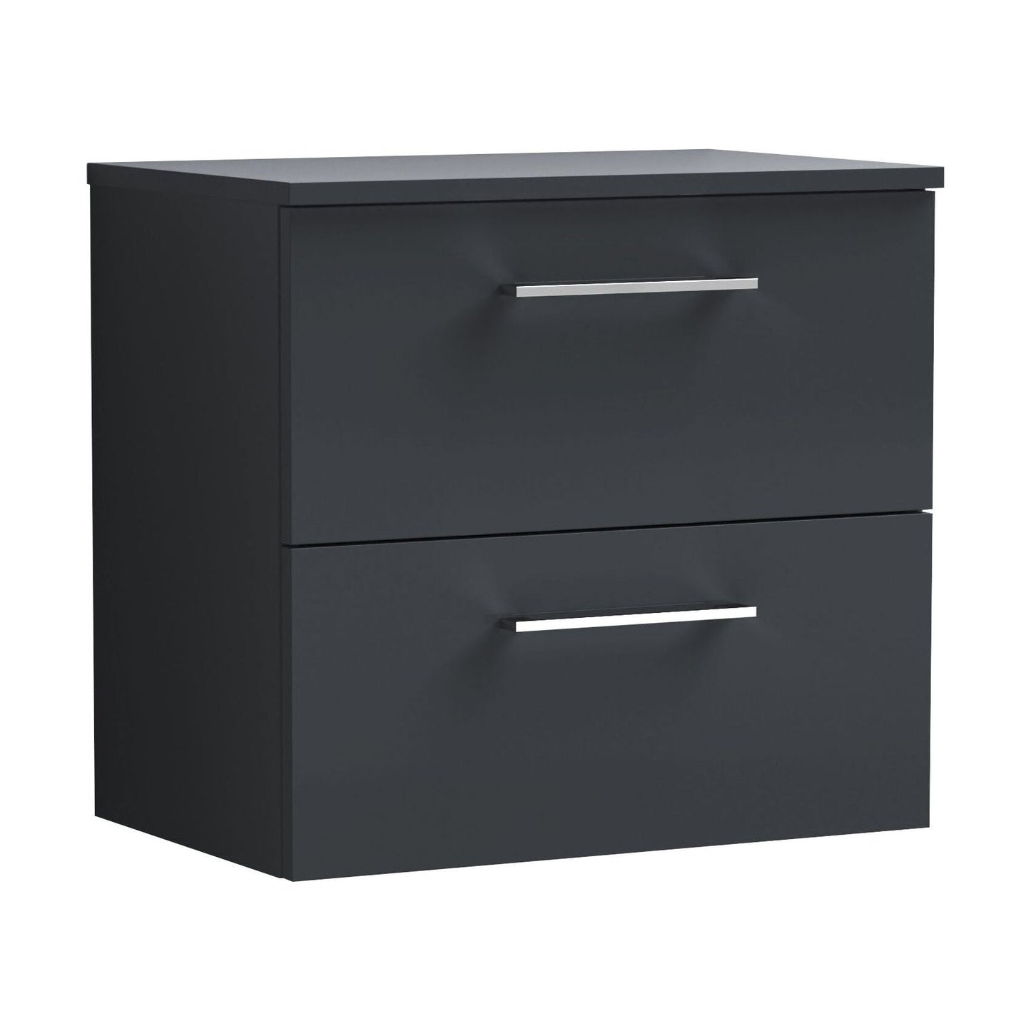[BFLE1424W] Balterley Level Modern Bathroom 600mm Wall Hung 2 Soft Close Drawer Vanity Unit, Laminate Worktop, 557 x 605 x 383mm, Dark Grey - Cutout