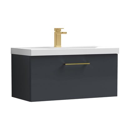 [BFLE1425AH017] Bramshall Wall Hung 1 Drawer Vanity Unit with Mid-Edge Ceramic Basin - Choice of Colour, Handle Finish and Size - Cutout