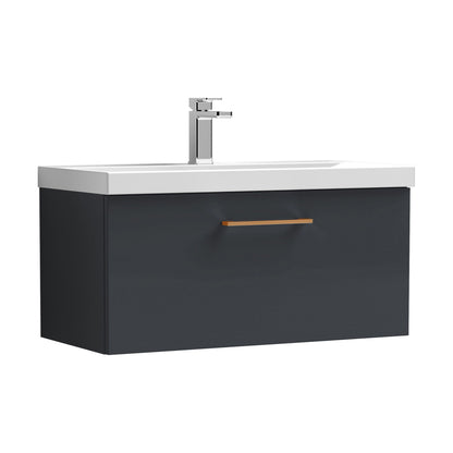 [BFLE1425AH019] Bramshall Wall Hung 1 Drawer Vanity Unit with Mid-Edge Ceramic Basin - Choice of Colour, Handle Finish and Size - Cutout