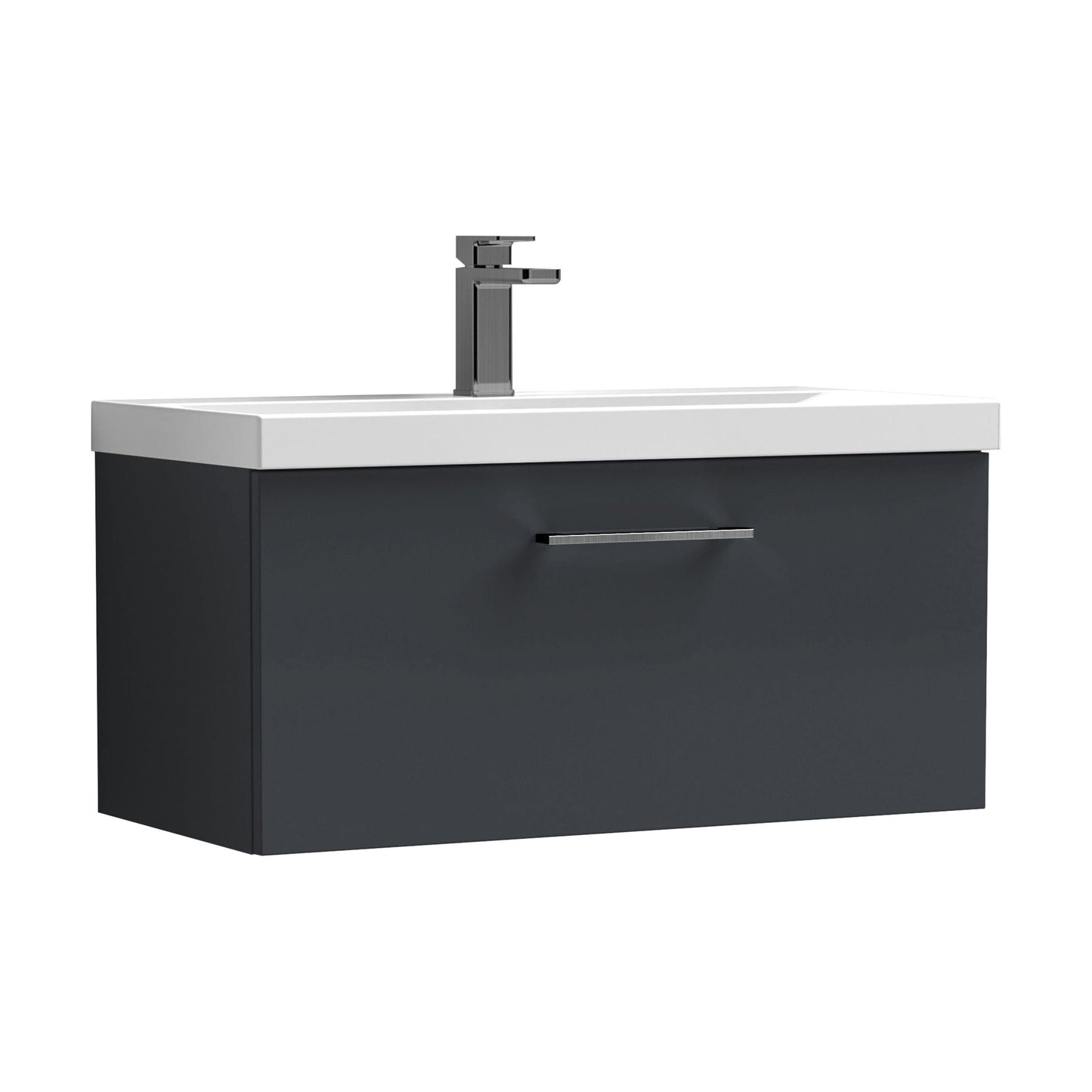 [BFLE1425AH716] Bramshall Wall Hung 1 Drawer Vanity Unit with Mid-Edge Ceramic Basin - Choice of Colour, Handle Finish and Size - Cutout