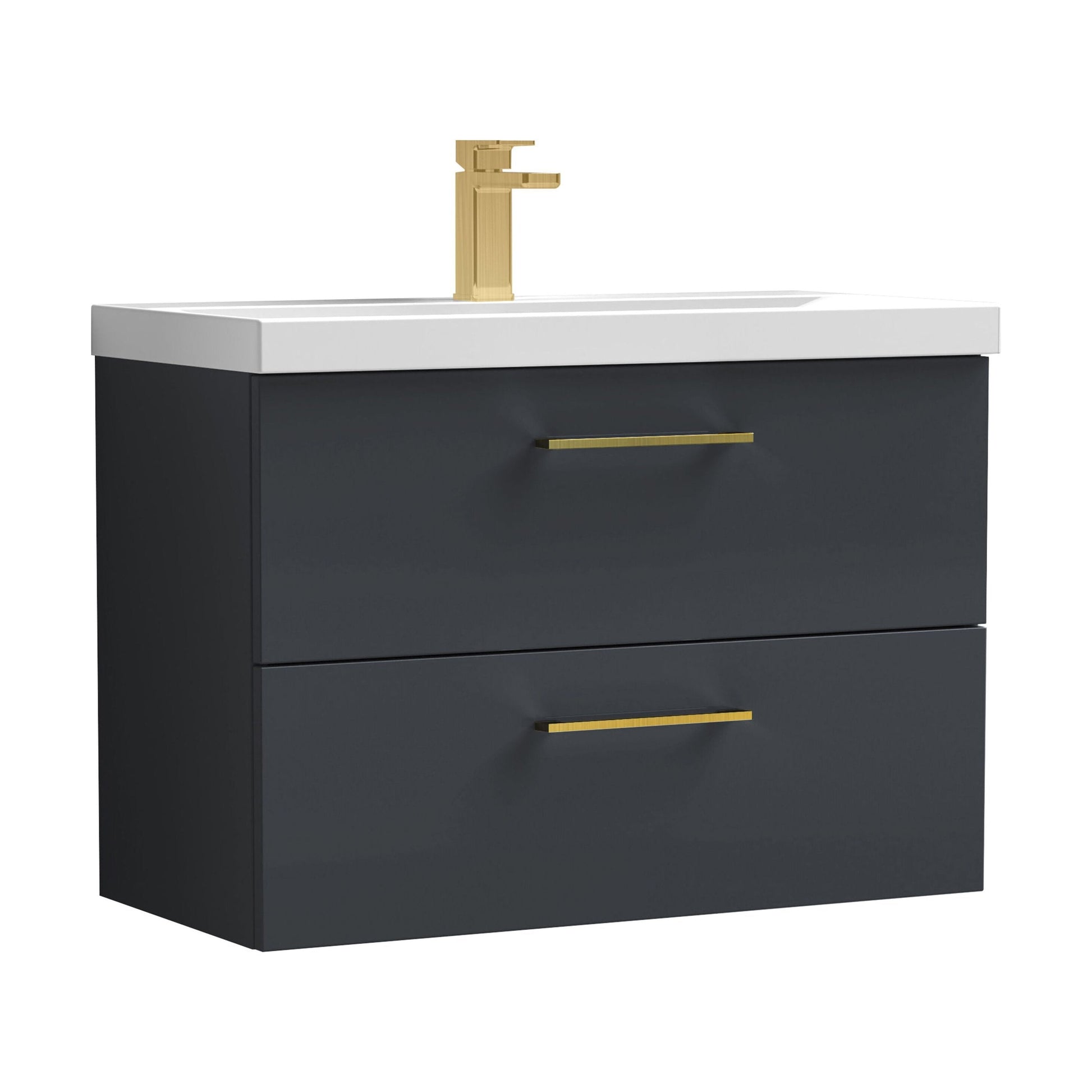 [BFLE1426AH017] Bramshall Wall Hung 2 Drawer Vanity Unit with Mid-Edge Ceramic Basin - Choice of Colour, Handle Finish and Size - Cutout