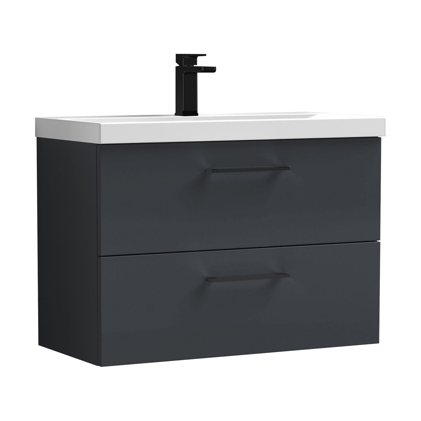[BFLE1426AH018] Bramshall Wall Hung 2 Drawer Vanity Unit with Mid-Edge Ceramic Basin - Choice of Colour, Handle Finish and Size - Cutout